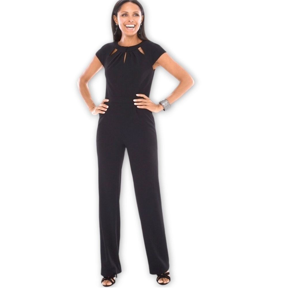 Chico's Black Cap Sleeve Jumpsuit, Stretch Knit, Women's XL (3)